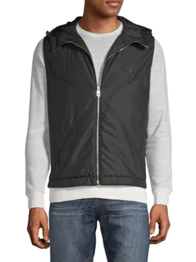 Shop Versace Zip-front Hooded Vest In Black
