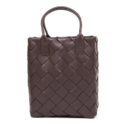 Shop Bottega Veneta Bordeaux Leather Tote Bag In Grey