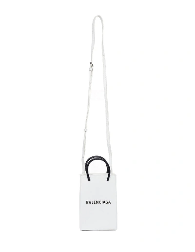 Shop Balenciaga White Shopping Phone Holder Bag