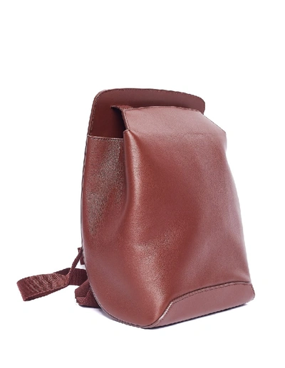 Shop The Row Dark Brown Leather Moulded Backpack In Pink