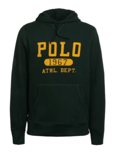 Shop Polo Ralph Lauren Flock Logo Hoodie In Black
