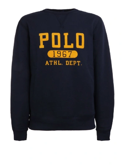 Shop Polo Ralph Lauren Flock Logo Sweatshirt In Black