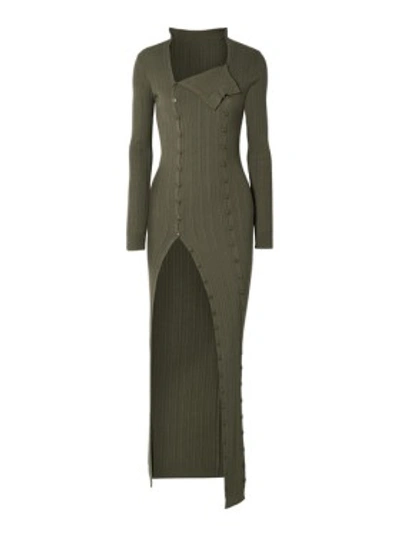 Shop Jacquemus Azur Ribbed-knit Maxi Dress In Brown