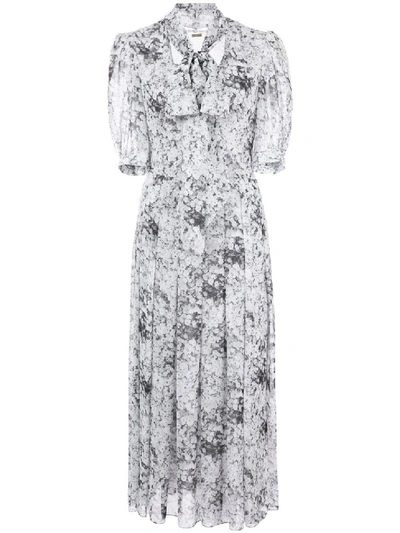 Shop Adam Lippes Black And White Floral Print Dress