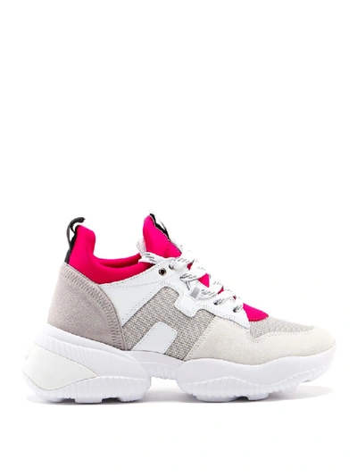 Shop Hogan Interaction Fuchsia Tongue Sneakers In White