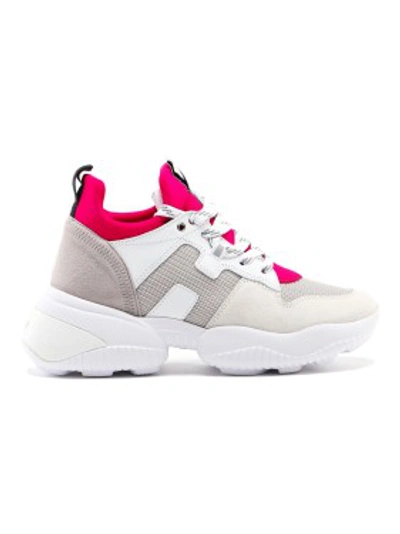 Shop Hogan Interaction Fuchsia Tongue Sneakers In White