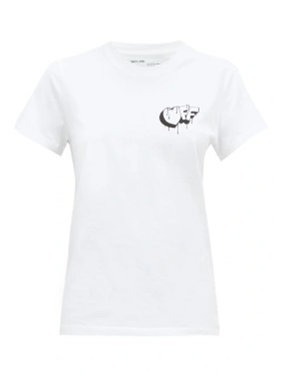 Shop Off-white Graffiti Logo-print Cotton T-shirt In White
