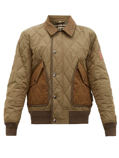 Shop Burberry Quilted Bomber Jacket In Brown