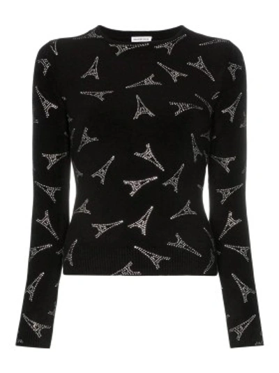 Shop Balenciaga Embellished Eiffel Tower Print Sweater In Black