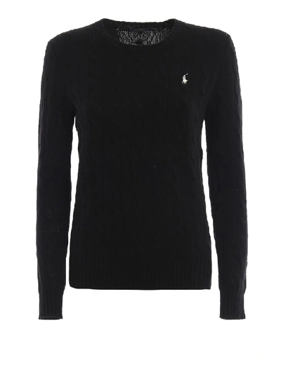 Shop Polo Ralph Lauren Cable Knit Merino And Cashmere Sweater In Black