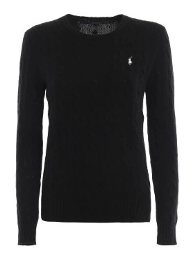 Shop Polo Ralph Lauren Cable Knit Merino And Cashmere Sweater In Black