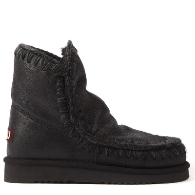 Shop Mou Eskimo 18 Black Leather Ankle Boots