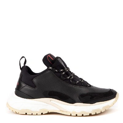 Shop Valentino Black Leather Trekking Sneakers