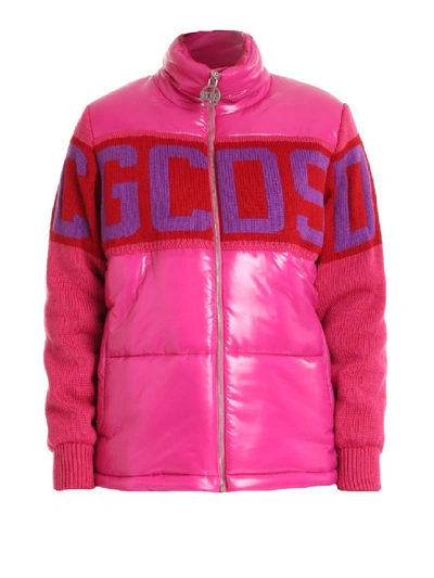 Shop Gcds Wool Sleeves Puffer Jacket In Pink