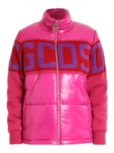 Shop Gcds Wool Sleeves Puffer Jacket In Pink