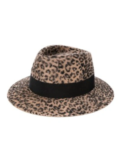 Shop Saint Laurent Leopard Print Hat In Black