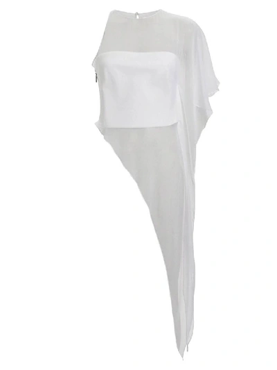 Shop Cushnie One Shoulder Sheer Asymmetrical Top In White