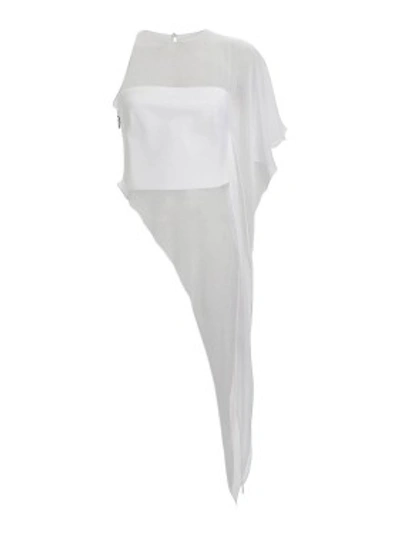 Shop Cushnie One Shoulder Sheer Asymmetrical Top In White