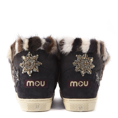 Shop Mou Eskimo Star Sneaker Black Suede Ankle Boot In Grey