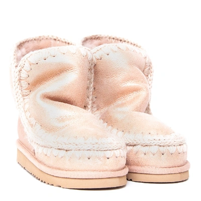 Shop Mou Light Pink Eskimo 18 Leather Ankle Boots In Neutrals