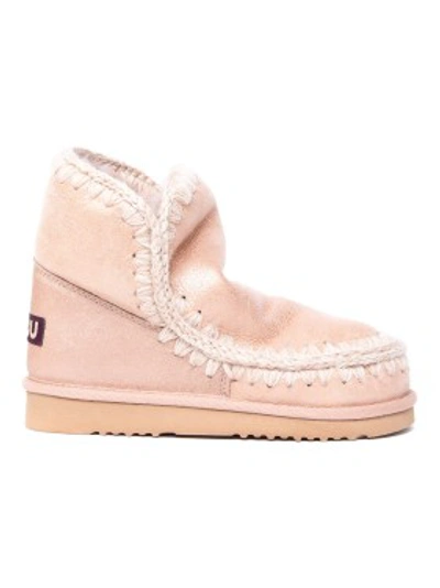 Shop Mou Light Pink Eskimo 18 Leather Ankle Boots In Neutrals