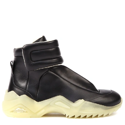 Shop Maison Margiela Future Black Leather High-top Sneakers