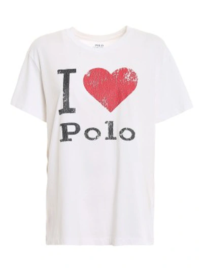 Shop Polo Ralph Lauren Crackled Print T-shirt In White