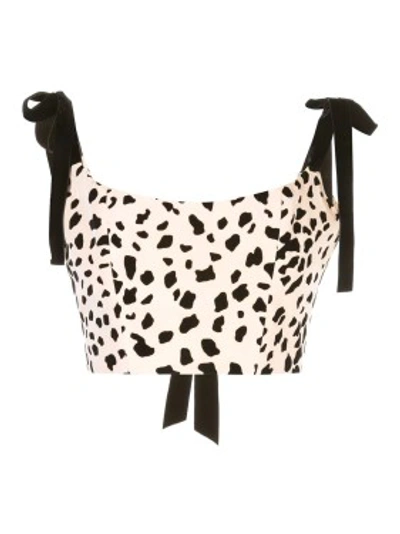 Shop Markarian Dalmation Print Cropped Top In Black