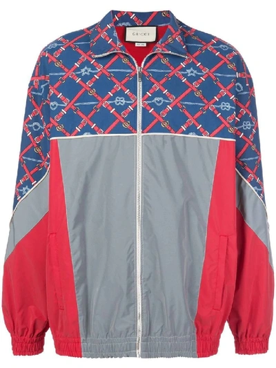 Shop Gucci Multicolor Men's Graphic Print Sports Jacket In Red