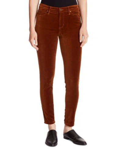 Shop Ella Moss Velvet Ankle Skinny Jeans In Saddle Brown