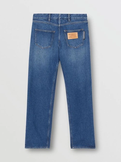 Shop Burberry Relaxed Fit Reconstructed Washed Denim Jeans In Indigo Blue