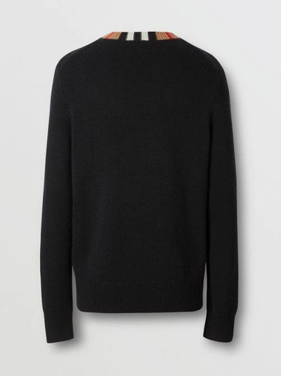 Shop Burberry Icon Stripe Trim Cashmere Sweater In Black