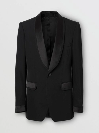 Shop Burberry English Fit Silk Trim Wool Tailored Jacket In Black
