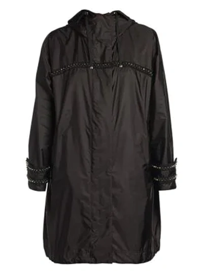 Shop Moncler Prasin Long Studded Coat In Black
