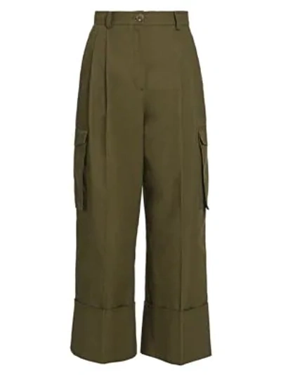 Shop Alexander Mcqueen Cropped Cargo Pants In Khaki Green