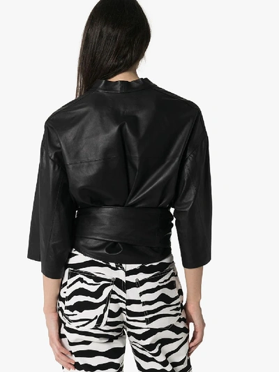 Shop Skiim Natalya Leather Kimono Top In Black