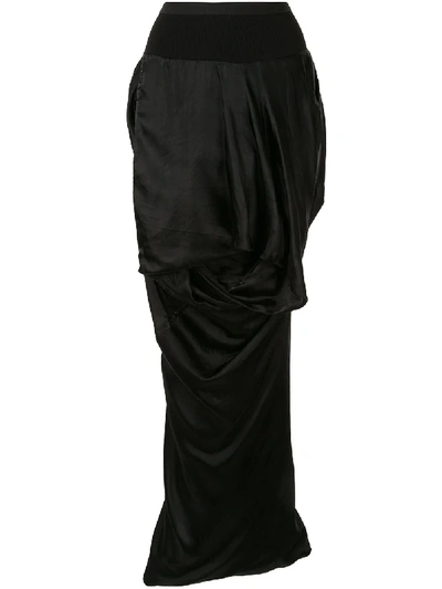 Shop Rick Owens Draped Asymmetric Skirt In Black
