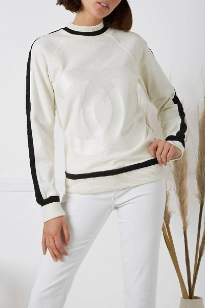 Pre-owned White Cotton Embroidered cc Sport Line Sweatshirt