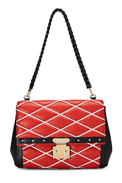 Pre-owned Louis Vuitton Red Lambskin Malletage Pochette Flap Bag