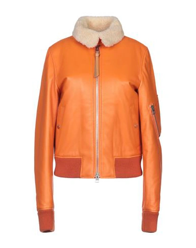 Shop Jw Anderson Leather Jacket In Orange