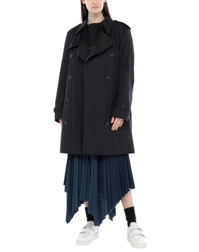 Shop Burberry Coat In Dark Blue