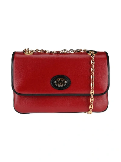 Shop Gucci Marina Leather Small Shoulder Bag In New Cherry Red Black