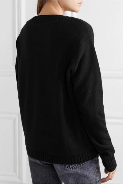 Shop The Elder Statesman Intarsia Cashmere Sweater In Black