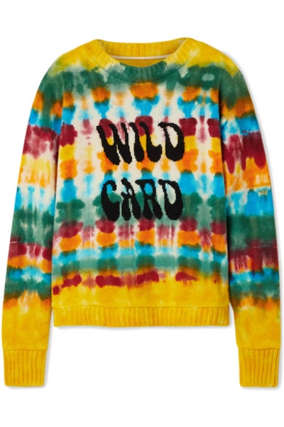 Shop The Elder Statesman Wild Card Tie-dyed Cashmere Sweater In Yellow