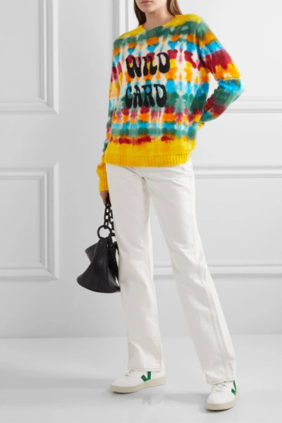 Shop The Elder Statesman Wild Card Tie-dyed Cashmere Sweater In Yellow