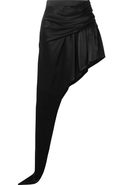 Shop Alexander Wang Asymmetric Draped Satin Mini Skirt In Black