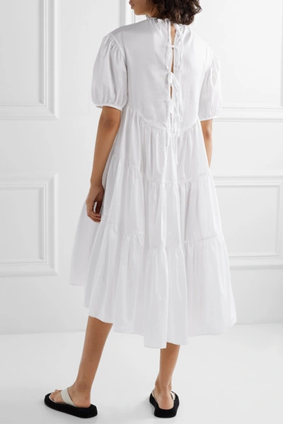 Shop Cecilie Bahnsen Esme Tiered Sateen Dress In White