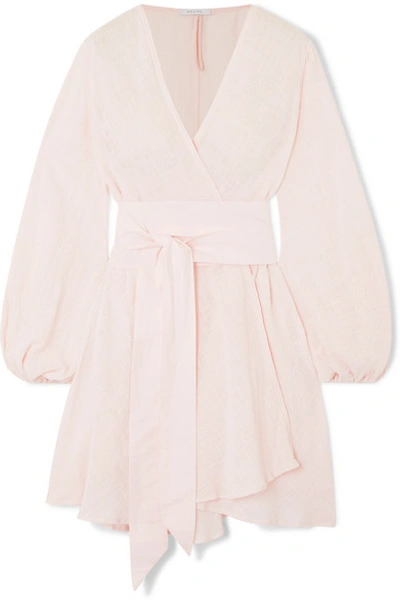 Shop Kalita Gaia Cotton-gauze Wrap Mini Dress In Blush