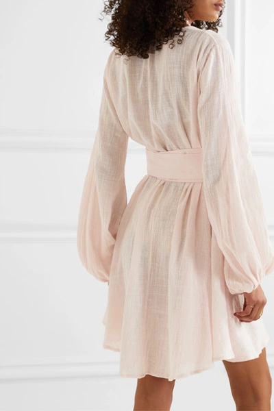 Shop Kalita Gaia Cotton-gauze Wrap Mini Dress In Blush