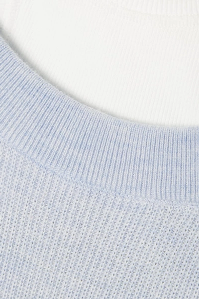 Shop Alexander Wang T Layered Merino Wool And Stretch-cotton Jersey Mini Dress In Sky Blue